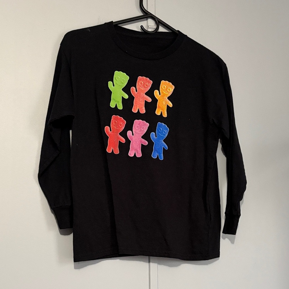 Kids Black Long Sleeve Shirt with Colorful Bear Print
